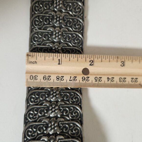 Gunmetal Stretch Belt Womens S/M Western Cowgirl Stone Rhinestones Metal Buckle - Picture 5 of 15